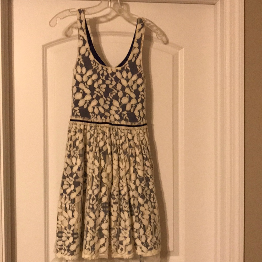 Anthropologie blue and white tulle dress